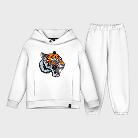 Детский костюм хлопок Oversize с принтом Face Tiger в городе Новоалтайск,  |  | Тематика изображения на принте: 2022 | animal | cat | lion | tiger | год тигра | животные | зверь | зубы | кот | кошка | лев | охотник | полосатый | природа | тигр | тигренок | тигрица | хищник