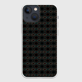 Чехол для iPhone 13 mini с принтом Абстракция из многоугольников и линий в городе Новоалтайск,  |  | abstraction | lines | polygons | абстракция | бирюзовый | коричневый | линии | многоугольники | молодежный | фигуры | черный