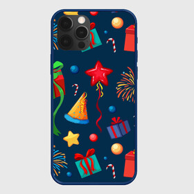 Чехол для iPhone 12 Pro Max с принтом Новогодний Паттерн в городе Новоалтайск, Силикон |  | merry christmas | веселого рождества | звездочки | ленточки | новый год | паттерн | подарки | рождество | салют