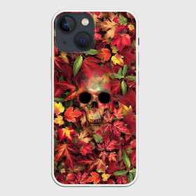 Чехол для iPhone 13 mini с принтом Осенний череп в городе Новоалтайск,  |  | halloween | клен | кленовые | листья | осень | скелет | хеллоуин | череп