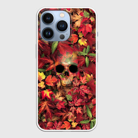 Чехол для iPhone 13 Pro с принтом Осенний череп в городе Новоалтайск,  |  | Тематика изображения на принте: halloween | клен | кленовые | листья | осень | скелет | хеллоуин | череп