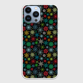 Чехол для iPhone 13 Pro Max с принтом Разноцветные Снежинки в городе Новоалтайск,  |  | Тематика изображения на принте: merry christmas | дед мороз | ёлка | зима | мороз | новый год | подарок | праздник | рождество | с новым годом | сантаклаус | снег | снеговик | снегурочка | снежинки | снежные узоры | узоры