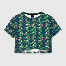 Женская футболка Crop-top 3D с принтом Новогодние Игрушки на Ёлке в городе Новоалтайск, 100% полиэстер | круглая горловина, длина футболки до линии талии, рукава с отворотами | christmas | merry christmas | santa claus | дед мороз | ёлка | елочные шары | игрушки | новый год | подарки | праздник | с новым годом | санта клаус | снегурочка | украшения