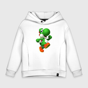 Детское худи Oversize хлопок с принтом 3d Yoshi в городе Новоалтайск, френч-терри — 70% хлопок, 30% полиэстер. Мягкий теплый начес внутри —100% хлопок | боковые карманы, эластичные манжеты и нижняя кромка, капюшон на магнитной кнопке | mario | nintendo | video game | yoshi | видео игра | йоши | марио | нинтендо