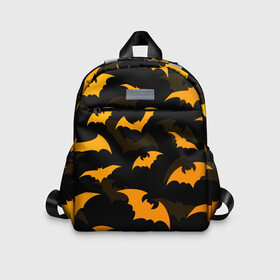 Детский рюкзак 3D с принтом ЛЕТУЧИЕ МЫШИ НОЧЬ ХЕЛЛОУИН   HALLOWEEN NIGHT BATS в городе Новоалтайск, 100% полиэстер | лямки с регулируемой длиной, сверху петелька, чтобы рюкзак можно было повесить на вешалку. Основное отделение закрывается на молнию, как и внешний карман. Внутри дополнительный карман. По бокам два дополнительных кармашка | bats | bones | ghost | halloween | night | pumpkin | skull | кости | летучие мыши | ночь | приведение | призрак | скелет | тыква | хеллоуин | хоррор | хэллоуин