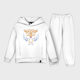 Детский костюм хлопок Oversize с принтом Tiger Shadow в городе Новоалтайск,  |  | Тематика изображения на принте: 2022 | animal | cat | lion | tiger | год тигра | животные | зверь | зубы | кот | кошка | лев | охотник | полосатый | природа | тигр | тигренок | тигрица | хищник