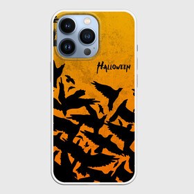 Чехол для iPhone 13 Pro с принтом ВОРОНЫ ХЕЛЛОУИН   CROWS HALLOWEEN в городе Новоалтайск,  |  | Тематика изображения на принте: bats | bones | crow | ghost | halloween | pumpkin | skull | вороны | кости | летучие мыши | приведение | призрак | скелет | тыква | хеллоуин | хоррор | хэллоуин