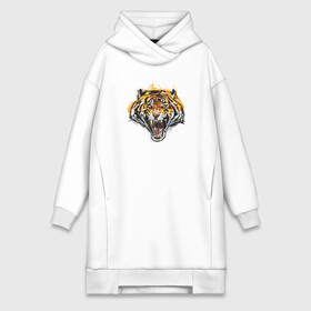 Платье-худи хлопок с принтом Ярость  тигра в городе Новоалтайск,  |  | tiger | в шапке | год тигра | голова | кошка | крутой | тигр | тигренок | хипстер