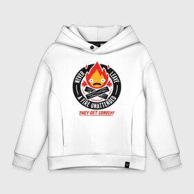 Детское худи Oversize хлопок с принтом calcifer fire в городе Новоалтайск, френч-терри — 70% хлопок, 30% полиэстер. Мягкий теплый начес внутри —100% хлопок | боковые карманы, эластичные манжеты и нижняя кромка, капюшон на магнитной кнопке | calcifer | fire | hayao miyazaki | walking castle | кальцифер | хаяо миядзаки | ходячий замок
