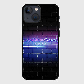 Чехол для iPhone 13 mini с принтом Cyberpunk 2077 | Neon в городе Новоалтайск,  |  | Тематика изображения на принте: 2077 | cyberpunk | cyberpunk 2077 | neon | nofun | кирпич | надпись | надпись на стене