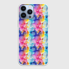 Чехол для iPhone 13 Pro Max с принтом Радужные Снежные Узоры в городе Новоалтайск,  |  | Тематика изображения на принте: merry christmas | дед мороз | ёлка | зима | мороз | новый год | подарок | праздник | рождество | с новым годом | сантаклаус | снег | снеговик | снегурочка | снежинки | снежные узоры | узоры