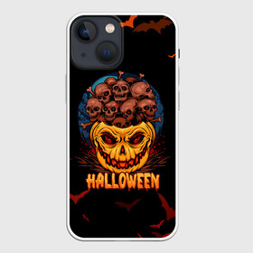 Чехол для iPhone 13 mini с принтом ТЫКВА С ЧЕРЕПАМИ в городе Новоалтайск,  |  | halloween | haloween | pumpkin | pumpkin with skulls | skulls in a pumpkin | тыква | тыква с черепами | хеллоин | хеллоуин | хелоин | хелоуин | хэллоин | хэллоуин | хэлоин | хэлоуин | черепа в тыкве