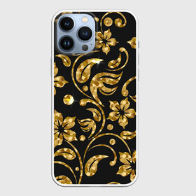 Чехол для iPhone 13 Pro Max с принтом Золотой Орнамент(1) в городе Новоалтайск,  |  | Тематика изображения на принте: лепесточки | орнамент | сверкающий | узор | цветочки