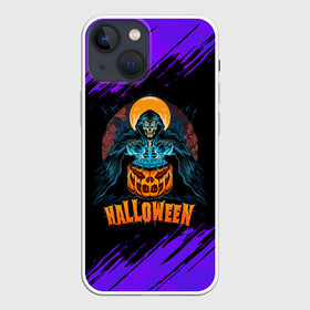 Чехол для iPhone 13 mini с принтом ВЕДЬМА КОЛДУЕТ НАД ТЫКВОЙ в городе Новоалтайск,  |  | halloween | haloween | pumpkin | witch | witch with pumpkin | ведьма | ведьма с тыквой | тыква | хеллоин | хеллоуин | хелоин | хелоуин | хэллоин | хэллоуин | хэлоин | хэлоуин