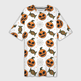 Платье-футболка 3D с принтом Patern Halloween 26 в городе Новоалтайск,  |  | 31 | bones | holiday | skull | spider | witches