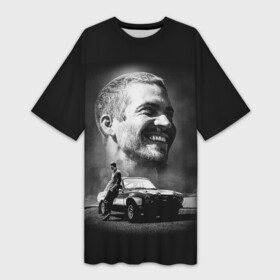 Платье-футболка 3D с принтом Paul Walker в городе Новоалтайск,  |  | actor | auto | car | fast and furious | head | paul walker | road | авто | актер | голова | дорога | машина | пол уокер | форсаж