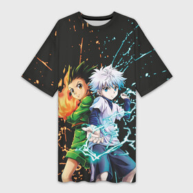 Платье-футболка 3D с принтом Гон и Киллуа в городе Новоалтайск,  |  | anime | gon freecss | hunter | killua zoldyck | аниме | гон фрикс | золдик