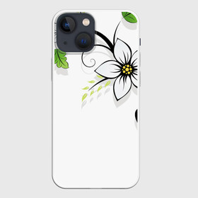 Чехол для iPhone 13 mini с принтом Цветочная композиция с бабочками в городе Новоалтайск,  |  | бабочка | ветка | лист | природа | узор | цветы
