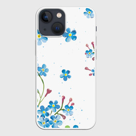Чехол для iPhone 13 mini с принтом Букет голубых цветов в городе Новоалтайск,  |  | букет | лепесток | лето | природа | цветы