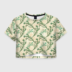 Женская футболка Crop-top 3D с принтом Ель новогодняя в городе Новоалтайск, 100% полиэстер | круглая горловина, длина футболки до линии талии, рукава с отворотами | new year | елка | елочка | ель | иголочки | новогодняя | новый год