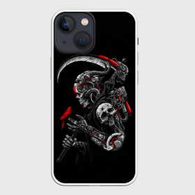 Чехол для iPhone 13 mini Робот и птица: в городе Новоалтайск, | | art | bird | birdie | cyberpunk | robot | scythe | skull | арт | киберпанк | коса | птица | птичка | робот | череп