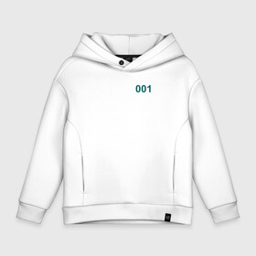 Детское худи Oversize хлопок с принтом ИГРА В КАЛЬМАРА 001    SQUID GAME 001 в городе Новоалтайск, френч-терри — 70% хлопок, 30% полиэстер. Мягкий теплый начес внутри —100% хлопок | боковые карманы, эластичные манжеты и нижняя кромка, капюшон на магнитной кнопке | 001 | 067 | 456 | squid game | игра | игра в кальмара | квадрат | круг | нетфликс | сериал | треугольник