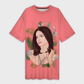 Платье-футболка 3D с принтом Нарисованная Лана в городе Новоалтайск,  |  | lana del ray | pop music | исполнитель | исполнительница | лана дел рэй | музыка | поп | попса