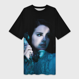 Платье-футболка 3D с принтом Лана с телефоном в городе Новоалтайск,  |  | lana del ray | pop music | исполнитель | исполнительница | лана дел рэй | музыка | поп | попса