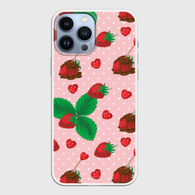 Чехол для iPhone 13 Pro Max с принтом Клубника в шоколаде в городе Новоалтайск,  |  | Тематика изображения на принте: вкусняшки | еда | клубника | сладости | фрукты | шоколад