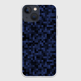 Чехол для iPhone 13 mini с принтом Темная пиксельная абстракция в городе Новоалтайск,  |  | pixel art | pixels | абстрактный | абстракция | пиксели | пиксель арт | пиксельный | почти черный | темно синий
