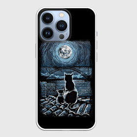 Чехол для iPhone 13 Pro с принтом КОТЫ НА КРЫШЕ в городе Новоалтайск,  |  | cat | moon | night | животные | звезды | звери | кот | котенок | коты | кошка | красиво | крыша | луна | мама | небо | ночь | тьма
