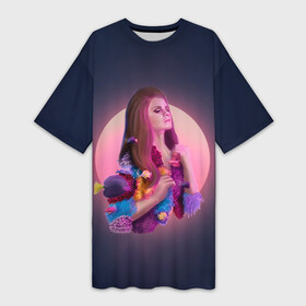 Платье-футболка 3D с принтом Лана под водой в городе Новоалтайск,  |  | lana del ray | pop music | исполнитель | исполнительница | лана дел рэй | музыка | поп | попса