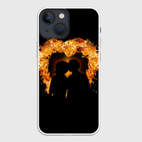 Чехол для iPhone 13 mini с принтом Пара в огненном сердце в городе Новоалтайск,  |  | heart | love | влюбленные | любовь | огонь | пара | пламя | сердце