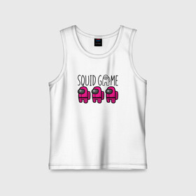 Детская майка хлопок с принтом SQUID GAME | AMONG US в городе Новоалтайск,  |  | 001 | 067 | 456 | among us | netflix | squid game | амонг ас | игра | игра в кальмара | квадрат | круг | нетфликс | распорядитель | сериал | стражи | треугольник