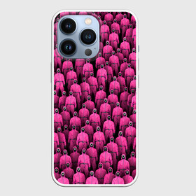 Чехол для iPhone 13 Pro с принтом Охранники игры в кальмара в городе Новоалтайск,  |  | squid game | игра в кальмара | комбинезон | маска | надсмотрщик | охранник | розовый | толпа