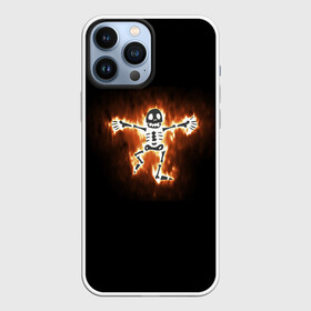 Чехол для iPhone 13 Pro Max с принтом пламенный скелетик в городе Новоалтайск,  |  | ведьма | вечеринка | огонь | праздник | скелет | ужас | хэллоуин | шабош