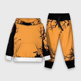 Детский костюм 3D (с толстовкой) с принтом Orange Halloween TRD в городе Новоалтайск,  |  | branches | crow | ghosts | halloween | holiday | monsters | pumpkin | trees | ветки | ворона | деревья | монстры | праздник | привидения | тыква | хэллоуин