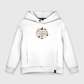 Детское худи Oversize хлопок с принтом Happy Halloween Boooo в городе Новоалтайск, френч-терри — 70% хлопок, 30% полиэстер. Мягкий теплый начес внутри —100% хлопок | боковые карманы, эластичные манжеты и нижняя кромка, капюшон на магнитной кнопке | fun | helloween | party | scary | ведьма | вечеринка | день | духи | колдовство | мрачно | оригинальный | подарок | праздник | привидение | пугать | святые | тыква | ужас | хэллоуин | черный | шарик