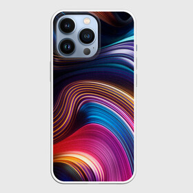 Чехол для iPhone 13 Pro с принтом Цветные неоновые волны в городе Новоалтайск,  |  | Тематика изображения на принте: colorful waves | digital art | neon stripes | rainbow | абстракция | волны красок | неоновые волны | неоновый узор | цветные волны | цветные полосы