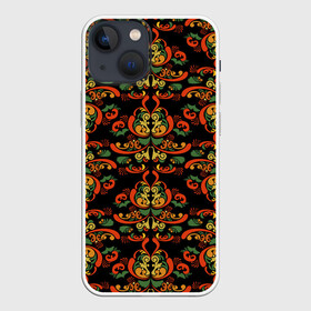 Чехол для iPhone 13 mini с принтом Хохломские узоры II (black) в городе Новоалтайск,  |  | паттерн | роспись | россия | узор | хохлома