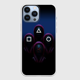 Чехол для iPhone 13 Pro Max с принтом GUARDS | SQUID GAME в городе Новоалтайск,  |  | Тематика изображения на принте: circle | guards | netflix | square | squid game | triangle | игра | игра в кальмара | квадрат | круг | нетфликс | охрана | сериал | стражи | треугольник