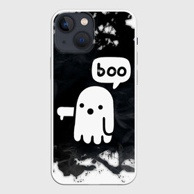 Чехол для iPhone 13 mini с принтом ХЕЛЛУОИН ПРИВЕДЕНИЕ БУ   HALLOWEEN GHOST BOO в городе Новоалтайск,  |  | bats | bones | ghost | halloween | pumpkin | skull | кости | летучие мыши | приведение | призрак | скелет | тыква | хеллоуин | хоррор | хэллоуин