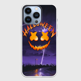 Чехол для iPhone 13 Pro с принтом ХЕЛЛОУИН НОЧЬ   HALLOWEEN NIGHT MARSHMELLO в городе Новоалтайск,  |  | Тематика изображения на принте: bats | bones | ghost | halloween | marshmello | pumpkin | skull | кости | летучие мыши | маршмелло | приведение | призрак | скелет | тыква | хеллоуин | хоррор | хэллоуин