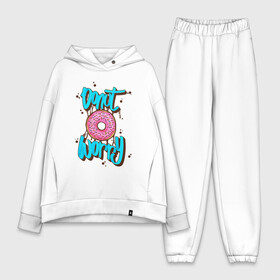 Женский костюм хлопок Oversize с принтом Donut Worry в городе Новоалтайск,  |  | art | chocolate | donut | food | inscription | арт | еда | надпись | пончик | шоколад