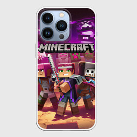 Чехол для iPhone 13 Pro с принтом MINECRAFT ГЕРОИ ПРОТИВ ЗЛА в городе Новоалтайск,  |  | block | creeper | cube | minecraft | pixel | tnt | блок | геометрия | крафт | крипер | кубики | майнкрафт | пиксели | тнт