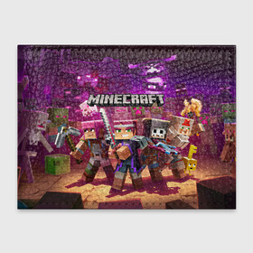 Обложка для студенческого билета с принтом MINECRAFT ГЕРОИ ПРОТИВ ЗЛА в городе Новоалтайск, натуральная кожа | Размер: 11*8 см; Печать на всей внешней стороне | Тематика изображения на принте: block | creeper | cube | minecraft | pixel | tnt | блок | геометрия | крафт | крипер | кубики | майнкрафт | пиксели | тнт