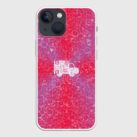 Чехол для iPhone 13 mini с принтом Грузовик на фоне АПВ 8.2.5.3 в городе Новоалтайск,  |  | qr код | автомашина | амулет | антивирус | антидепрессант | антистресс | баббл | всенормализол | выноска | градиент | грузовик | иммуномодулятор | коллаж | красный | оберег | облачко с текстом