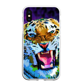 Чехол для iPhone XS Max матовый с принтом Рычащий Шархан в городе Новоалтайск, Силикон | Область печати: задняя сторона чехла, без боковых панелей | 2022 | evil face | growling | new year | pop art | predator | tiger | year of the tiger | год тигра | новый год | поп арт | рычащий | тигр | хищник