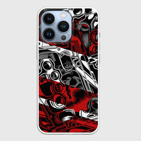 Чехол для iPhone 13 Pro с принтом Оружейный барон в городе Новоалтайск,  |  | Тематика изображения на принте: art | background | knife | pistol | skull | texture | weapons | арт | кастет | нож | оружие | пистолет | текстура | фон | череп