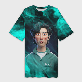 Платье-футболка 3D с принтом Seong Gi hun  Squid Game в городе Новоалтайск,  |  | 456 | netflix | seong gi hun | seong gihun | squid game | игра | игра в кальмара | нетфликс | сериал | сон ки хун